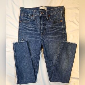 Madewell 10" High-Rise Skinny Jeans- Frayed Hems- Medium Wash- Size 27